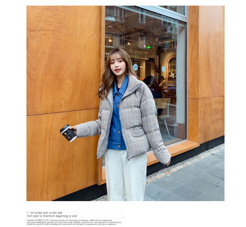 2020 New Fake Two Pieces Lattice Jacket Winter Thick Warm Cotton Padded Denim Short Jacket Women Contrast Color Jeans Coat A72