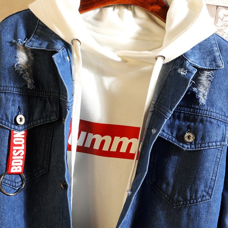 Autumn Retro Denim Jacket Mens Hip Hop Jeans Coat Casual Bomber Jacket Outerwear Male Letter Print Cotton Denim Jackets 2020 New
