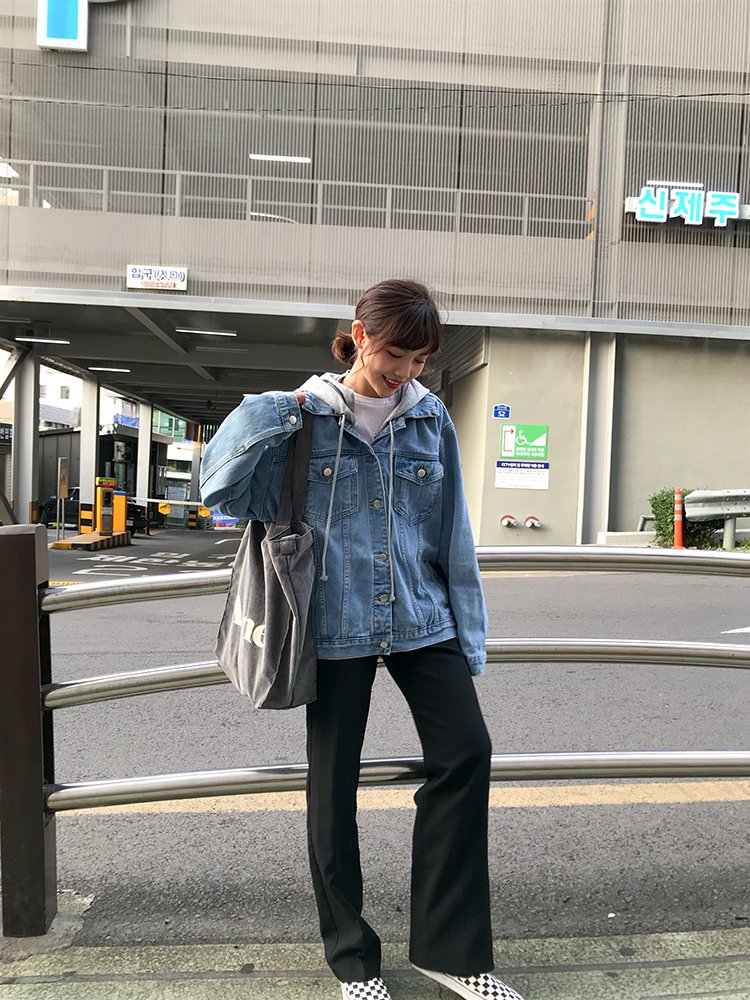 New 2020 Autumn Winter Women Denim Jacket Outerwear Hooded High Street Fashionable Korean Style Jeans Tops JK8303