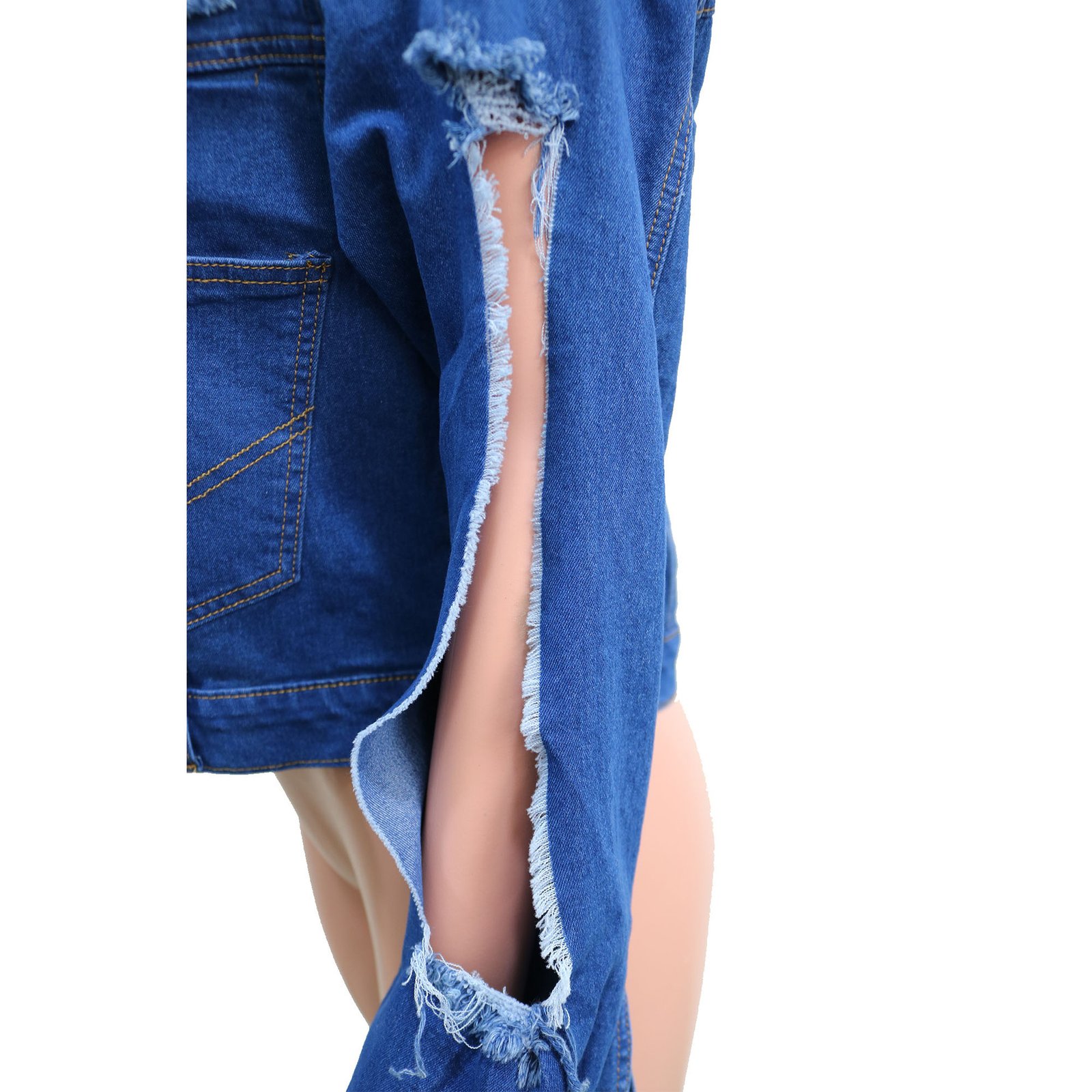 CM.YAYA Streetwear Women Hole Denim Coat Button Up Sexy Jean Hollow Out Turn-down Neck Long Sleeve Jacket Winter Autumn