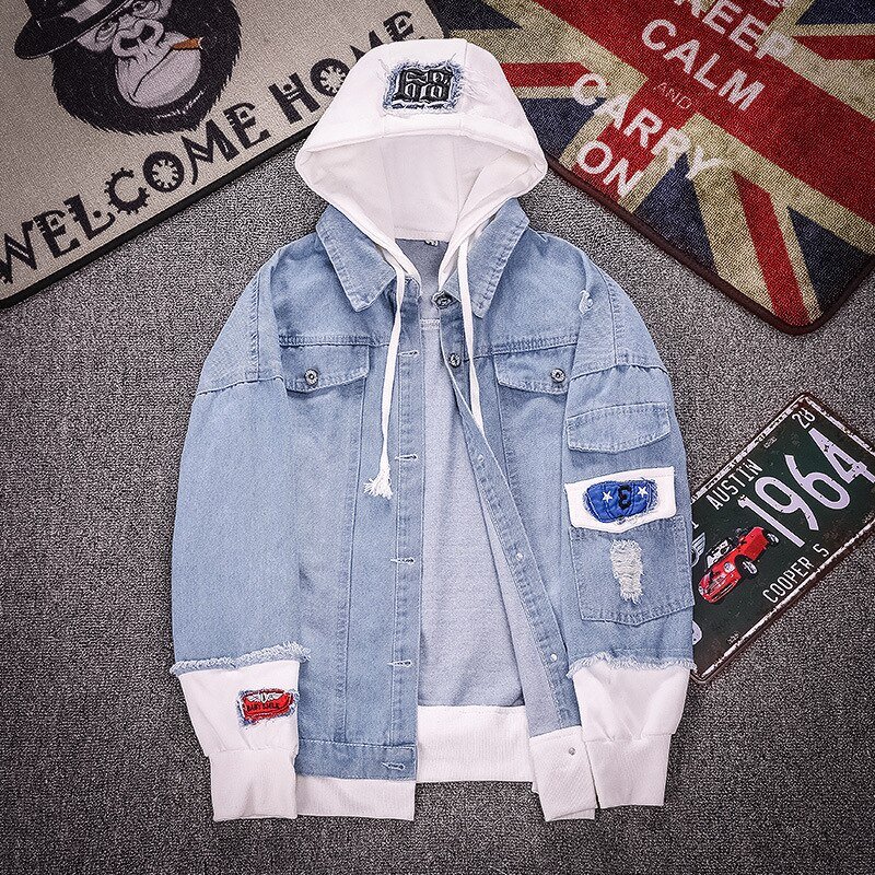 2020 autumn and winter new casual denim jacket fashion clothes men's jacket printing handsome autumn Korean men's jacket3XL