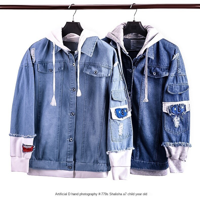 2020 autumn and winter new casual denim jacket fashion clothes men's jacket printing handsome autumn Korean men's jacket3XL