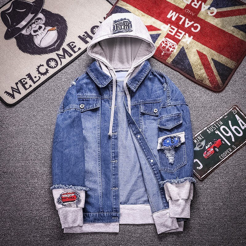 2020 autumn and winter new casual denim jacket fashion clothes men's jacket printing handsome autumn Korean men's jacket3XL