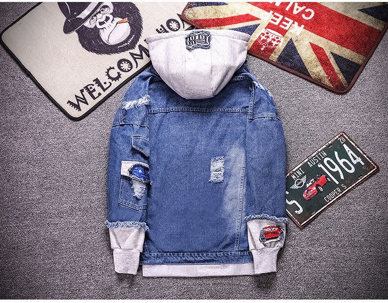 2020 autumn and winter new casual denim jacket fashion clothes men's jacket printing handsome autumn Korean men's jacket3XL