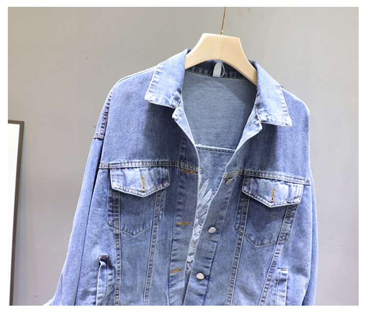 2020 Spring Loose-Fit Denim Jacket Handsome Boyfriend Wind Heavy Embroidery Small Crane Fashionable Black Jacket Women's Coat