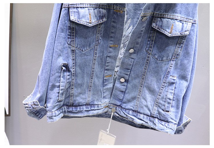 2020 Spring Loose-Fit Denim Jacket Handsome Boyfriend Wind Heavy Embroidery Small Crane Fashionable Black Jacket Women's Coat