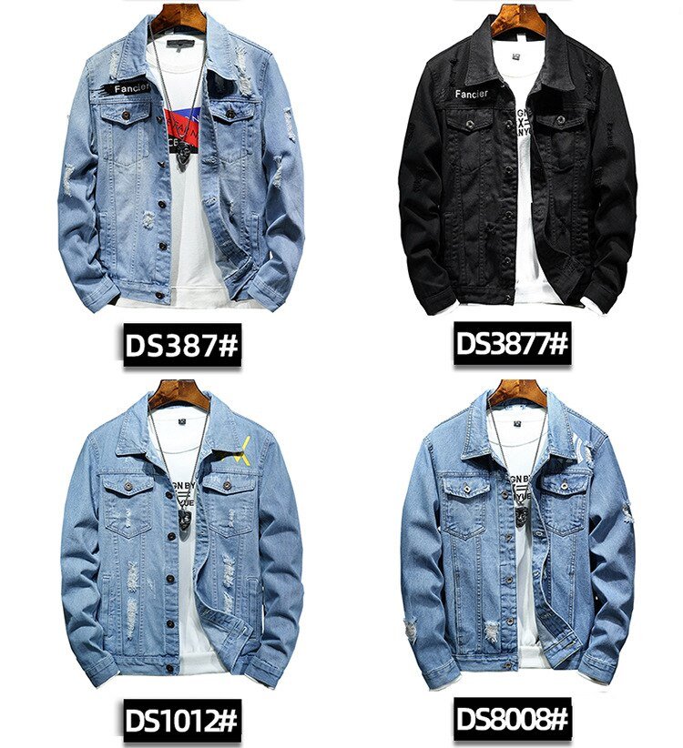 fashion Solid Casual Slim Mens Denim Jacket Plus Size3XL Bomber Jacket Men High Quality Cowboy Men's Jean Jacket Chaqueta Hombre