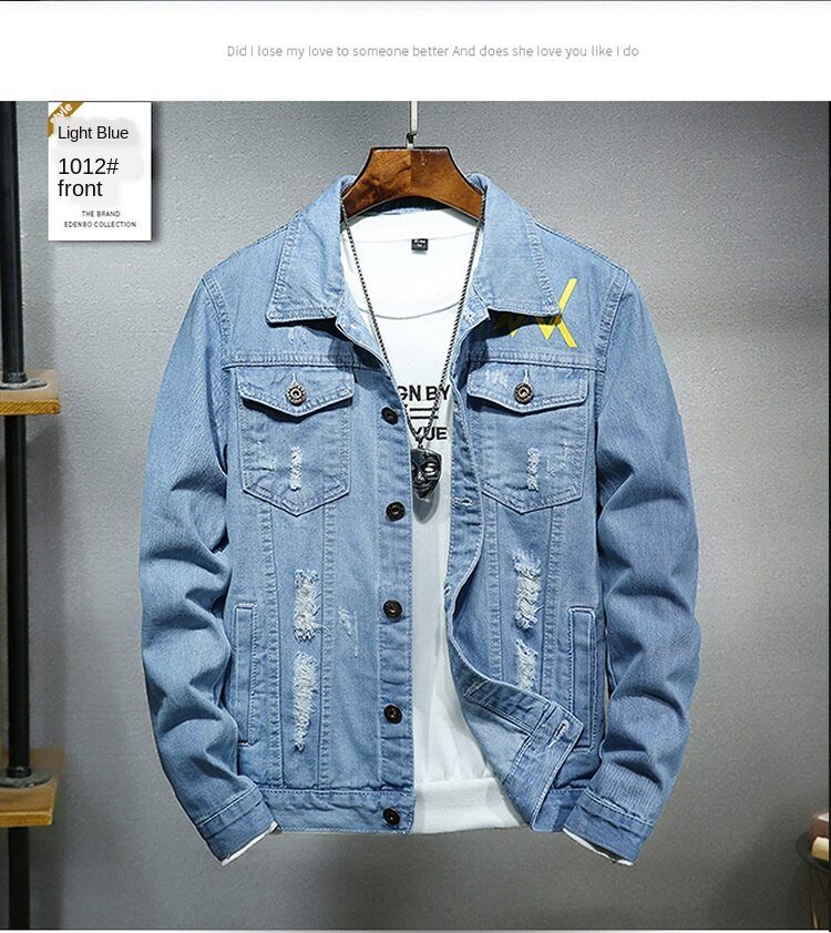 fashion Solid Casual Slim Mens Denim Jacket Plus Size3XL Bomber Jacket Men High Quality Cowboy Men's Jean Jacket Chaqueta Hombre