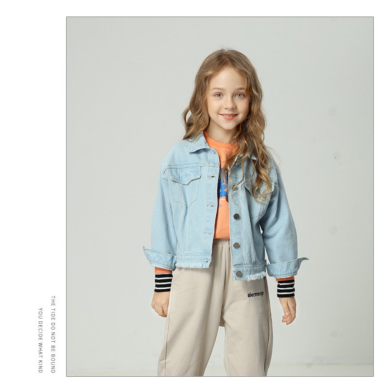 LINLING New Arrivals Cotton Coat Top Spring Autumn Kids Casual Jacket Girls Coats Little Girls Denim Outerwear Costume V352 LINLING New Arrivals Cotton Coat Top Spring Autumn Kids Casual Jacket Girls Coats Little Girls Denim Outerwear Costume V352