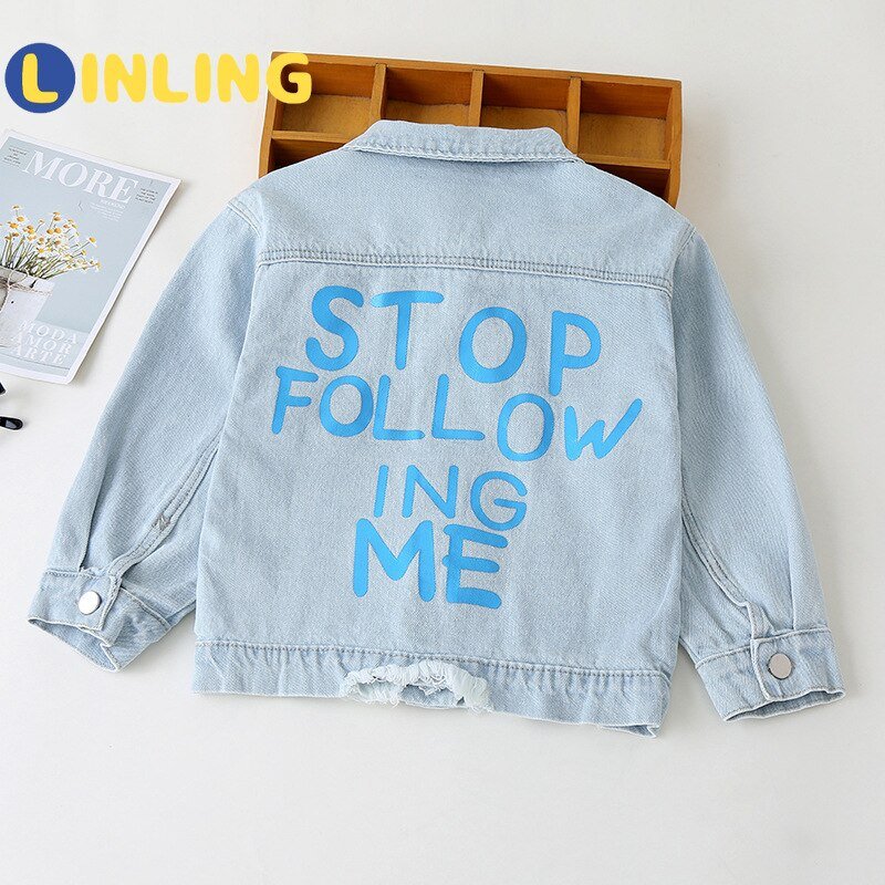 LINLING New Arrivals Cotton Coat Top Spring Autumn Kids Casual Jacket Girls Coats Little Girls Denim Outerwear Costume V352 LINLING New Arrivals Cotton Coat Top Spring Autumn Kids Casual Jacket Girls Coats Little Girls Denim Outerwear Costume V352