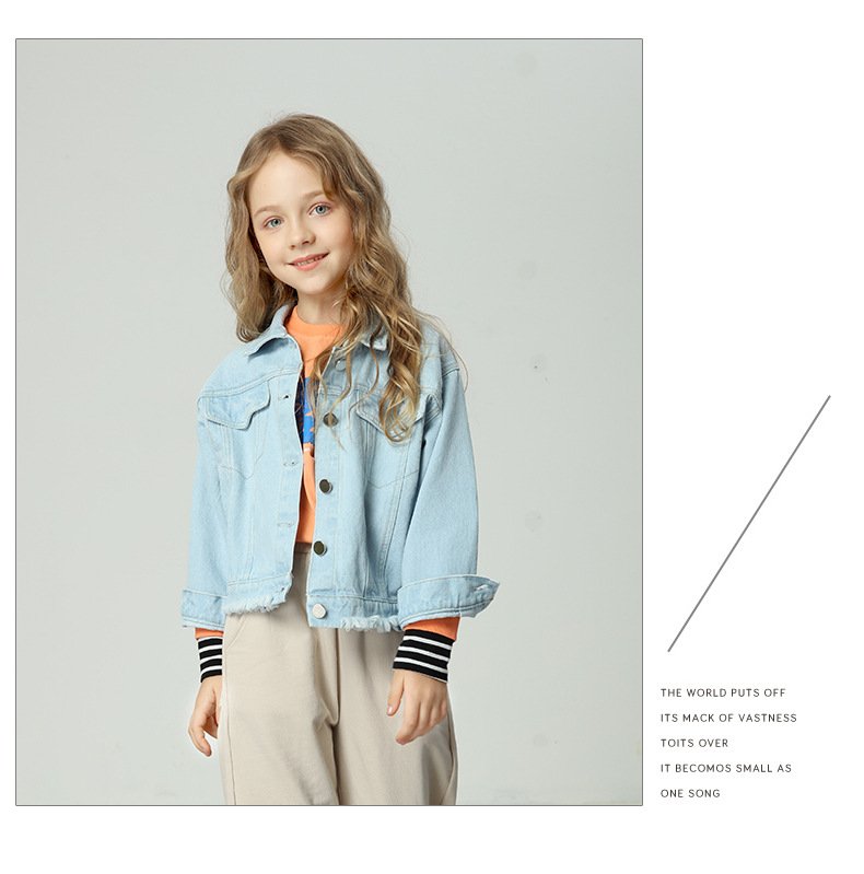 LINLING New Arrivals Cotton Coat Top Spring Autumn Kids Casual Jacket Girls Coats Little Girls Denim Outerwear Costume V352 LINLING New Arrivals Cotton Coat Top Spring Autumn Kids Casual Jacket Girls Coats Little Girls Denim Outerwear Costume V352