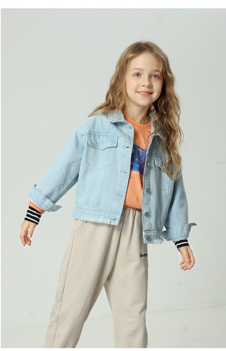 LINLING New Arrivals Cotton Coat Top Spring Autumn Kids Casual Jacket Girls Coats Little Girls Denim Outerwear Costume V352 LINLING New Arrivals Cotton Coat Top Spring Autumn Kids Casual Jacket Girls Coats Little Girls Denim Outerwear Costume V352
