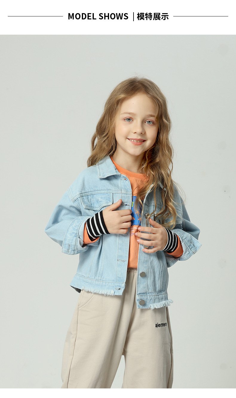 LINLING New Arrivals Cotton Coat Top Spring Autumn Kids Casual Jacket Girls Coats Little Girls Denim Outerwear Costume V352 LINLING New Arrivals Cotton Coat Top Spring Autumn Kids Casual Jacket Girls Coats Little Girls Denim Outerwear Costume V352