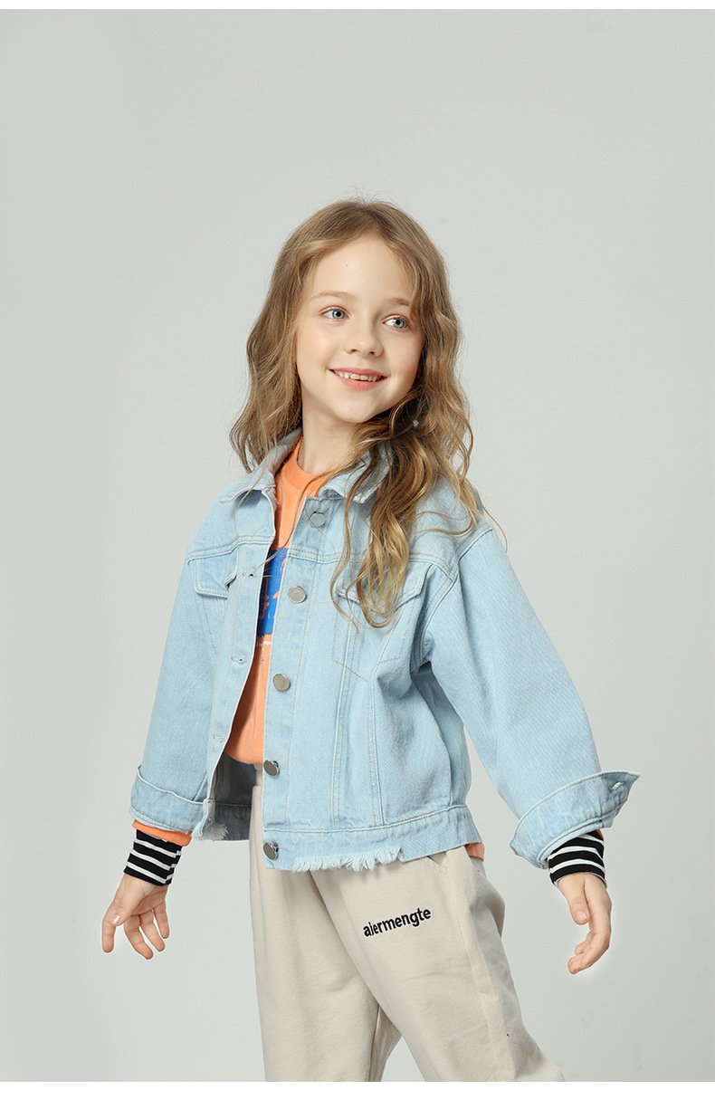 LINLING New Arrivals Cotton Coat Top Spring Autumn Kids Casual Jacket Girls Coats Little Girls Denim Outerwear Costume V352 LINLING New Arrivals Cotton Coat Top Spring Autumn Kids Casual Jacket Girls Coats Little Girls Denim Outerwear Costume V352