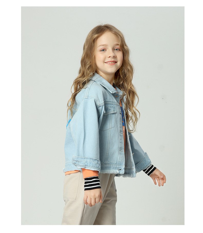 LINLING New Arrivals Cotton Coat Top Spring Autumn Kids Casual Jacket Girls Coats Little Girls Denim Outerwear Costume V352 LINLING New Arrivals Cotton Coat Top Spring Autumn Kids Casual Jacket Girls Coats Little Girls Denim Outerwear Costume V352