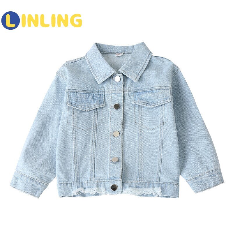 LINLING New Arrivals Cotton Coat Top Spring Autumn Kids Casual Jacket Girls Coats Little Girls Denim Outerwear Costume V352 LINLING New Arrivals Cotton Coat Top Spring Autumn Kids Casual Jacket Girls Coats Little Girls Denim Outerwear Costume V352