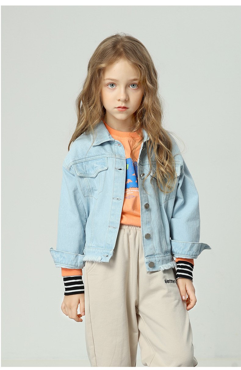 LINLING New Arrivals Cotton Coat Top Spring Autumn Kids Casual Jacket Girls Coats Little Girls Denim Outerwear Costume V352 LINLING New Arrivals Cotton Coat Top Spring Autumn Kids Casual Jacket Girls Coats Little Girls Denim Outerwear Costume V352