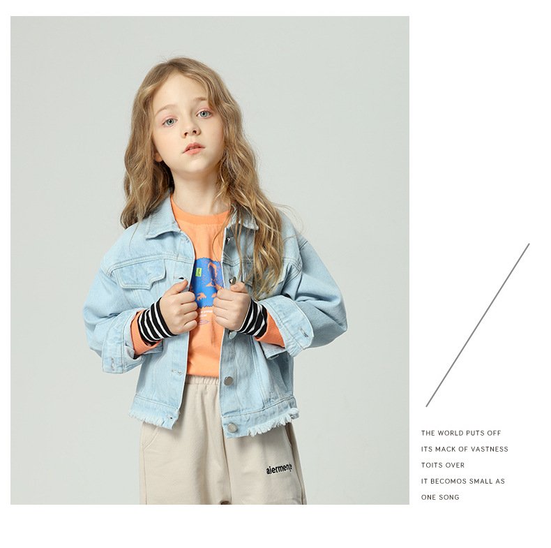 LINLING New Arrivals Cotton Coat Top Spring Autumn Kids Casual Jacket Girls Coats Little Girls Denim Outerwear Costume V352 LINLING New Arrivals Cotton Coat Top Spring Autumn Kids Casual Jacket Girls Coats Little Girls Denim Outerwear Costume V352