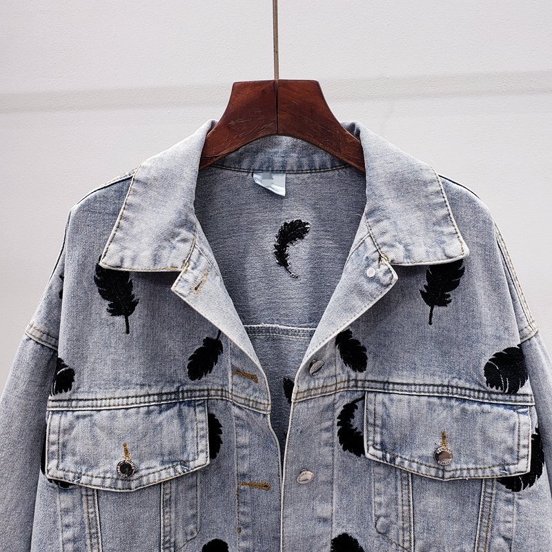 2020 Spring Autumn Vintage Blue Embroidery Women Denim Jacket Chic Diamonds Casual Loose Jeans Coat Female Cowboy Outwear Tops 2020 Spring Autumn Vintage Blue Embroidery Women Denim Jacket Chic Diamonds Casual Loose Jeans Coat Female Cowboy Outwear Tops