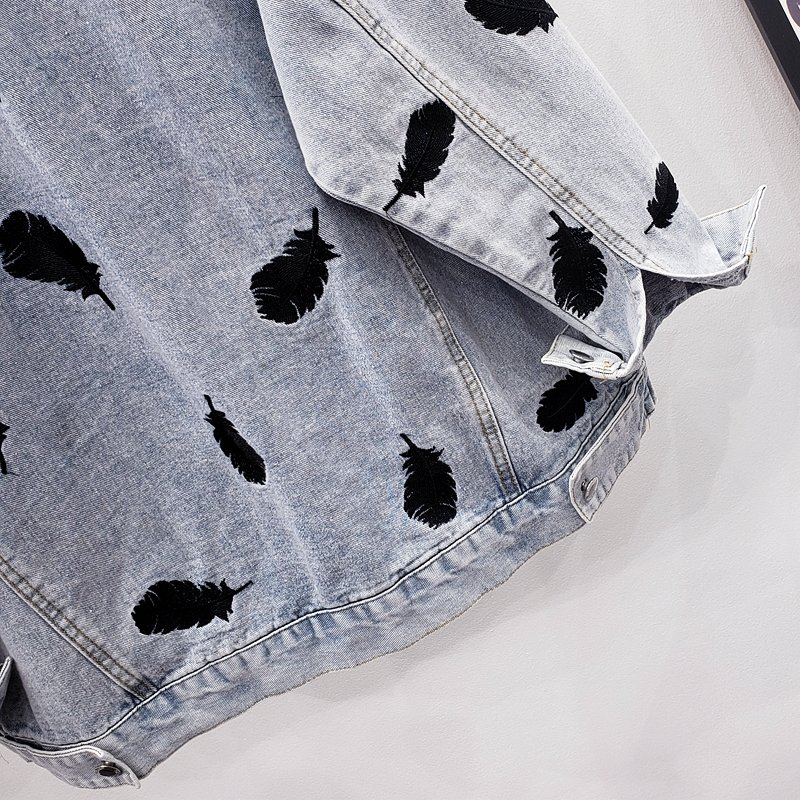 2020 Spring Autumn Vintage Blue Embroidery Women Denim Jacket Chic Diamonds Casual Loose Jeans Coat Female Cowboy Outwear Tops 2020 Spring Autumn Vintage Blue Embroidery Women Denim Jacket Chic Diamonds Casual Loose Jeans Coat Female Cowboy Outwear Tops