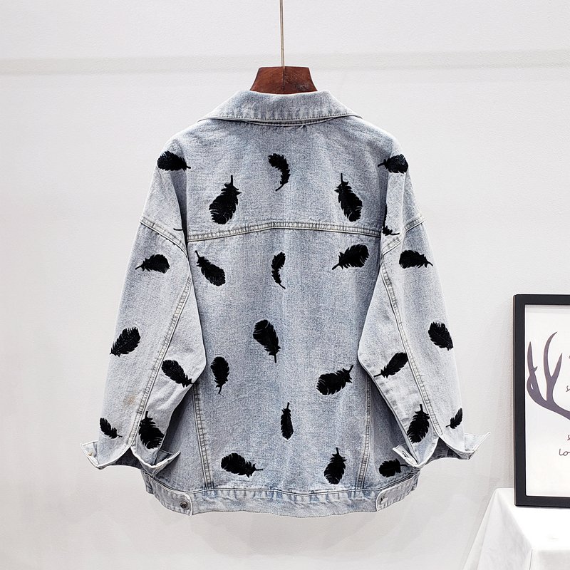 2020 Spring Autumn Vintage Blue Embroidery Women Denim Jacket Chic Diamonds Casual Loose Jeans Coat Female Cowboy Outwear Tops 2020 Spring Autumn Vintage Blue Embroidery Women Denim Jacket Chic Diamonds Casual Loose Jeans Coat Female Cowboy Outwear Tops