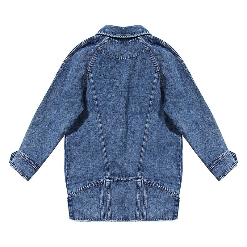 TWOTWINSTYLE Casual Denim Jacket For Women Lapel Long Sleeve Pocket Loose Jackets Female 2020 Autumn Fashion New Tide Clothing