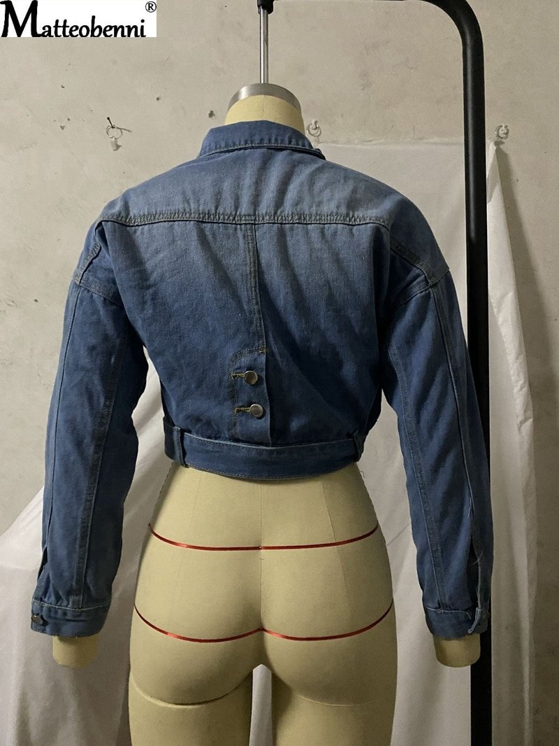 Fashion Jeans Jackets Coats Women 2020 Short Casual Loose Denim Coat Autumn Long Sleeve oversize women denim jacket with belt