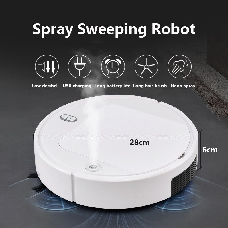 Sweeping Mopping Robot Vacuum Cleaner For Home Auto Dust Sterilize 1800PA cyclone Suction Smart Spray Sweeping USB Charge