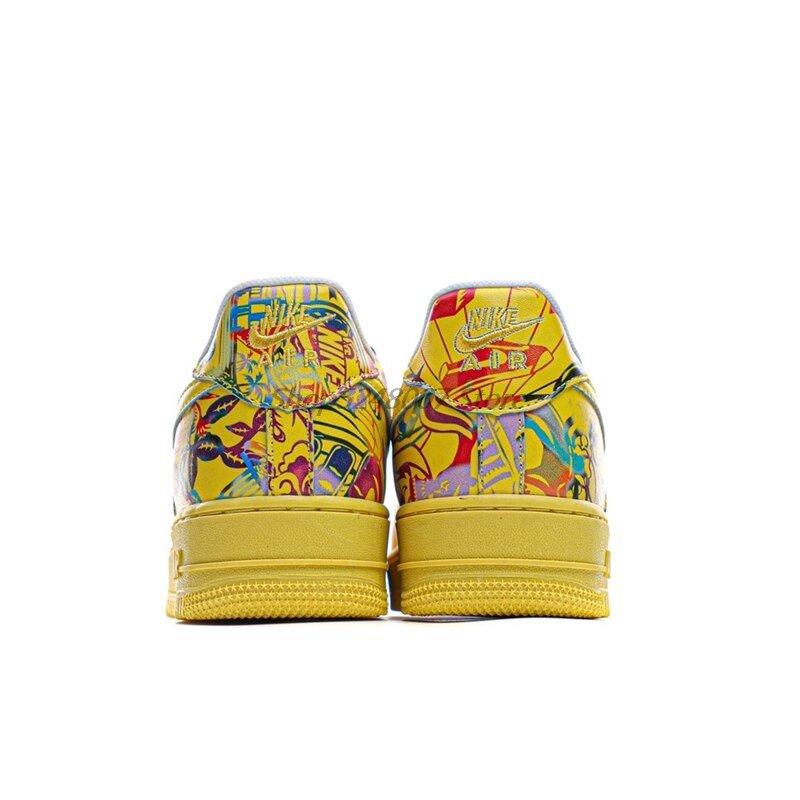 Original Nike Air Force 1 07 Low Men's Low-top Casual Sneakers Size 40-45 Yellow Leather Men Flat Rubber