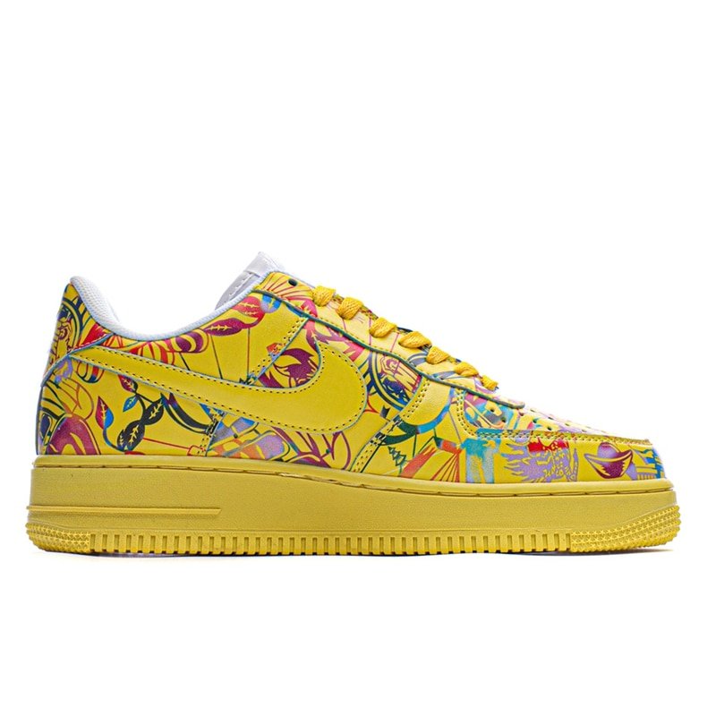 Original Nike Air Force 1 07 Low Men's Low-top Casual Sneakers Size 40-45 Yellow Leather Men Flat Rubber