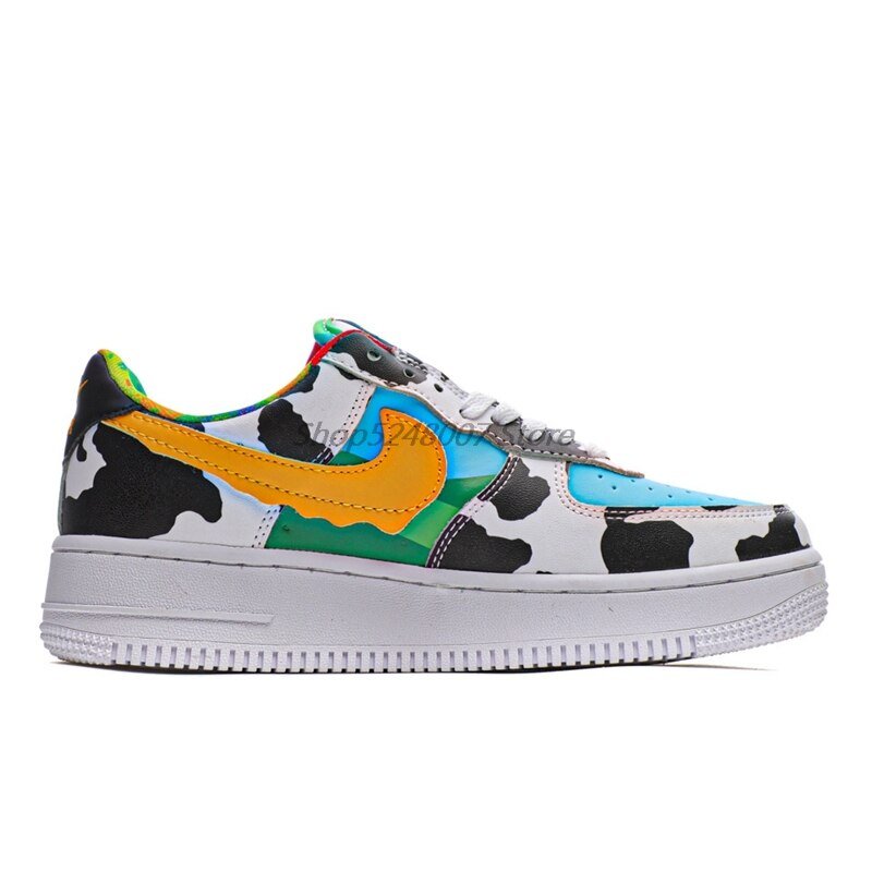 Original Nike Air Force 1 07 Low Men's Low-top Casual Sneakers Size 40-45 Yellow Leather Men Flat Rubber