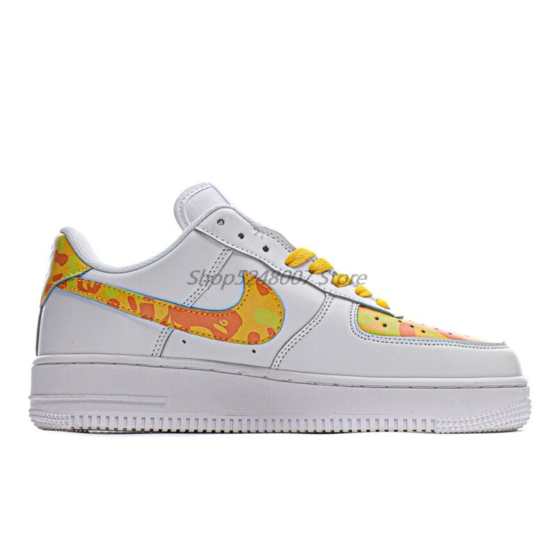 Original Nike Air Force 1 07 Low Men's Low-top Casual Sneakers Size 40-45 Yellow Leather Men Flat Rubber