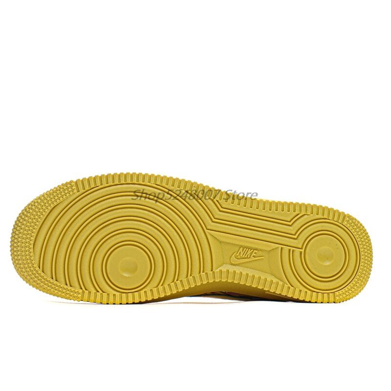 Original Nike Air Force 1 07 Low Men's Low-top Casual Sneakers Size 40-45 Yellow Leather Men Flat Rubber