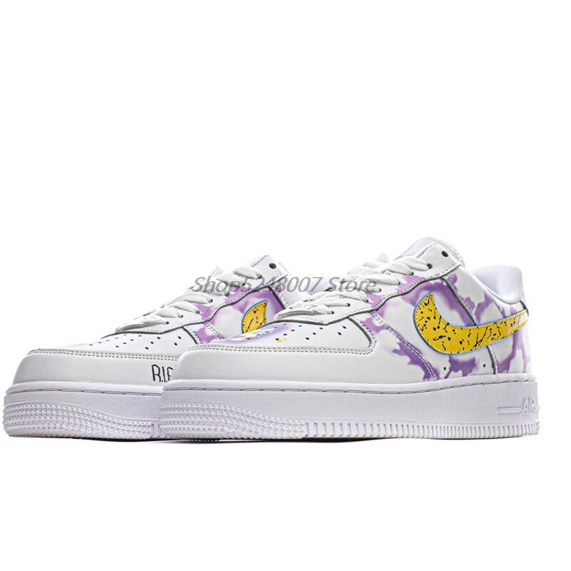 Original Nike Air Force 1 07 Low Men's Low-top Casual Sneakers Size 40-45 Yellow Leather Men Flat Rubber