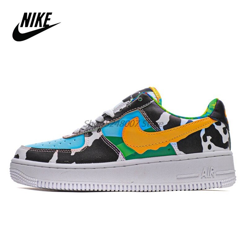 Original Nike Air Force 1 07 Low Men's Low-top Casual Sneakers Size 40-45 Yellow Leather Men Flat Rubber