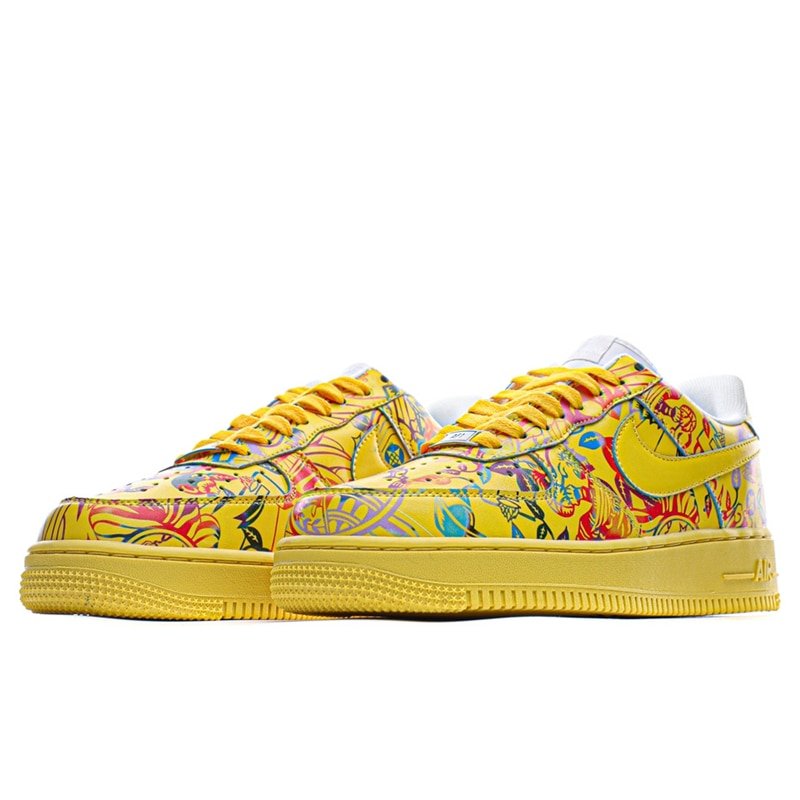 Original Nike Air Force 1 07 Low Men's Low-top Casual Sneakers Size 40-45 Yellow Leather Men Flat Rubber