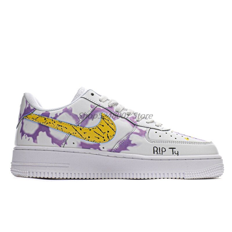 Original Nike Air Force 1 07 Low Men's Low-top Casual Sneakers Size 40-45 Yellow Leather Men Flat Rubber