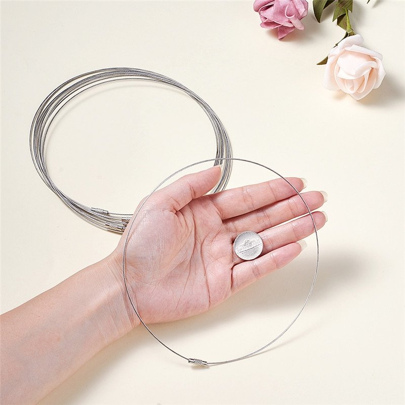 100pcs Stainless Steel Wire Necklace Cord Jewelry Findings for DIY Jewelry Making with Brass Screw Clasp 445x1mm