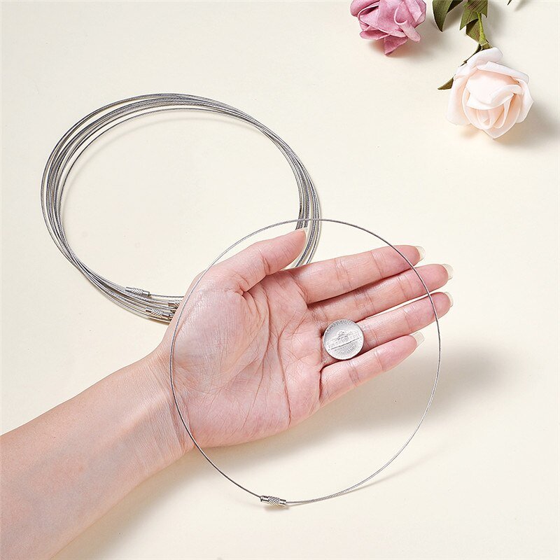 100pcs Stainless Steel Wire Necklace Cord Jewelry Findings for DIY Jewelry Making with Brass Screw Clasp 445x1mm