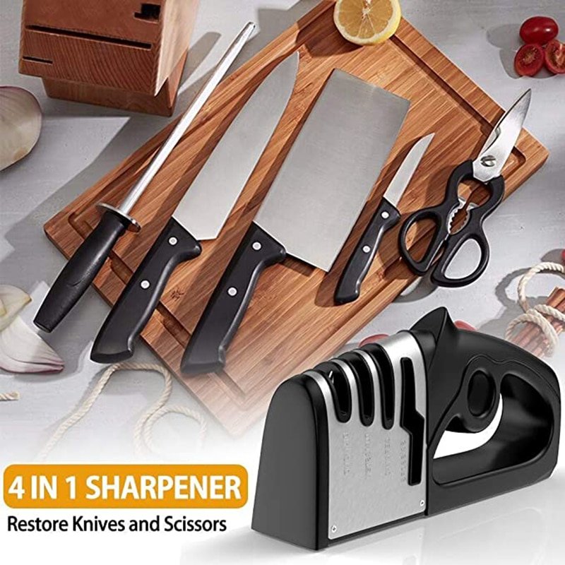 4 Stages Knife Sharpener Professional Kitchen Sharpening Stone Tungsten Steel Ceramic Kitchen Tools Scissors Grinder Accessories