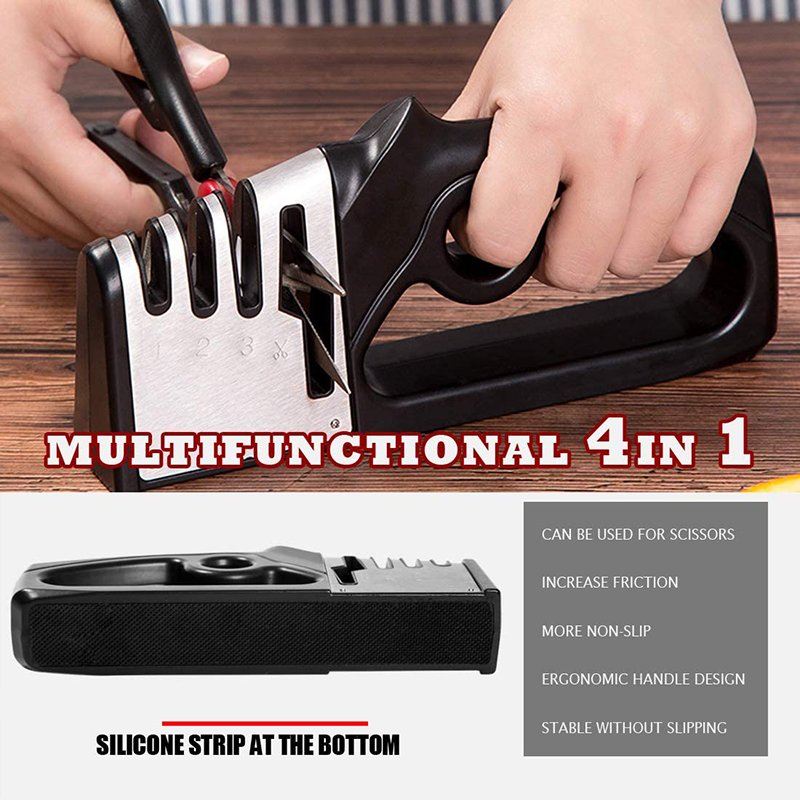 4 Stages Knife Sharpener Professional Kitchen Sharpening Stone Tungsten Steel Ceramic Kitchen Tools Scissors Grinder Accessories