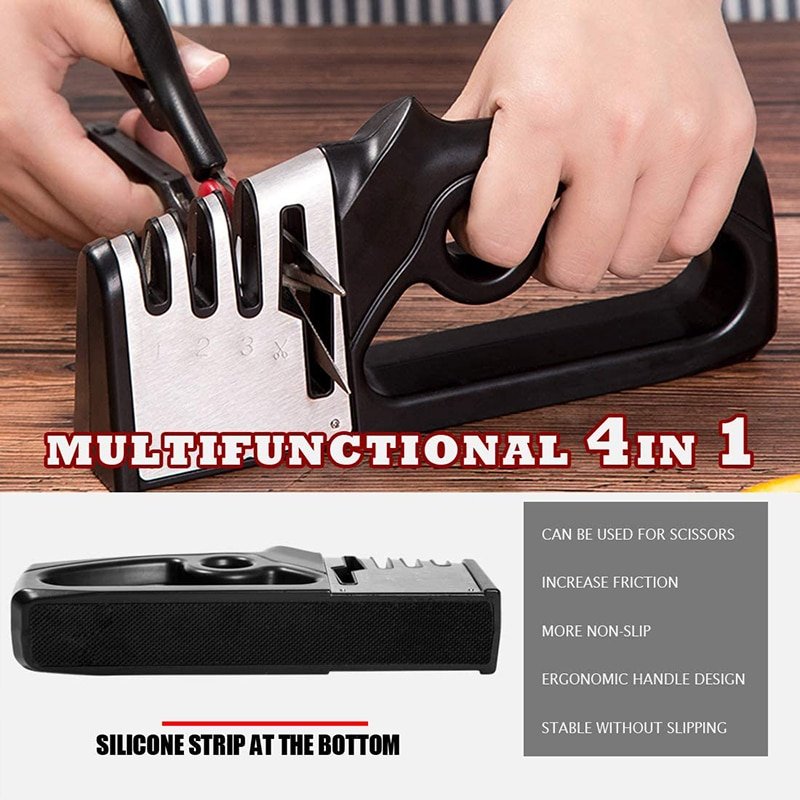 4 Stages Knife Sharpener Professional Kitchen Sharpening Stone Tungsten Steel Ceramic Kitchen Tools Scissors Grinder Accessories