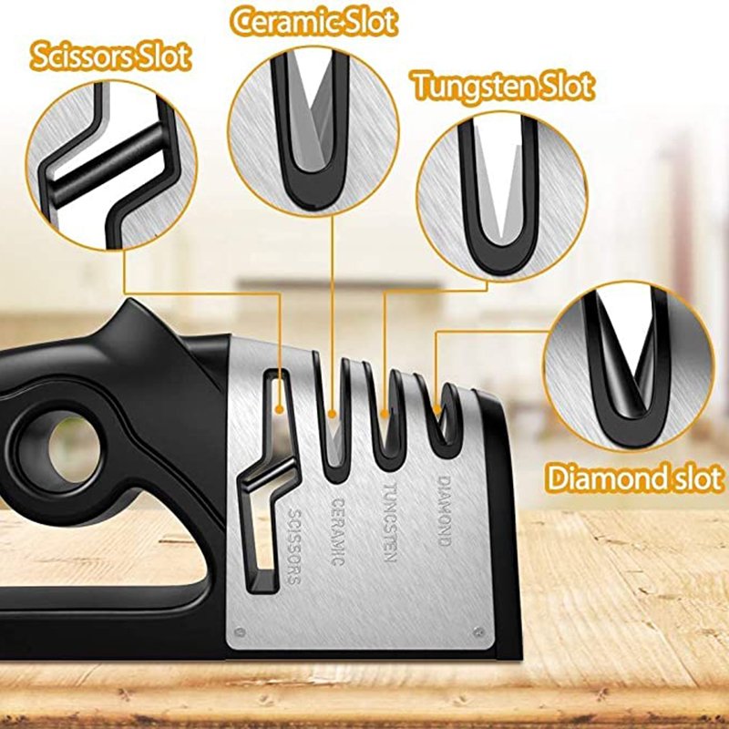 4 Stages Knife Sharpener Professional Kitchen Sharpening Stone Tungsten Steel Ceramic Kitchen Tools Scissors Grinder Accessories