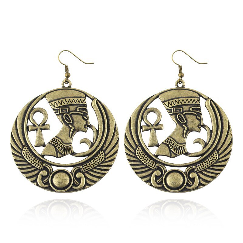 Bronze Ankh Earring Egyptian Pharaoh Nefertiti Scarab Queen Egypt Ancient charm Jewelry dangle Earrings