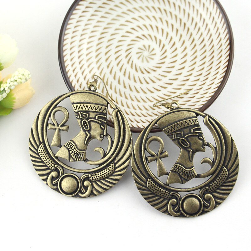 Bronze Ankh Earring Egyptian Pharaoh Nefertiti Scarab Queen Egypt Ancient charm Jewelry dangle Earrings
