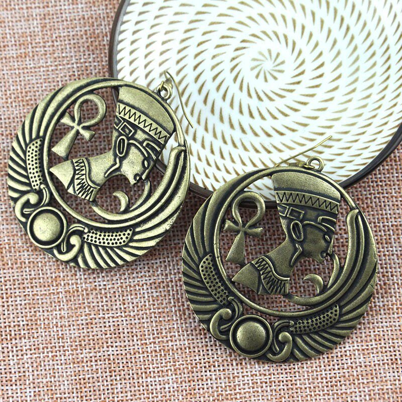 Bronze Ankh Earring Egyptian Pharaoh Nefertiti Scarab Queen Egypt Ancient charm Jewelry dangle Earrings