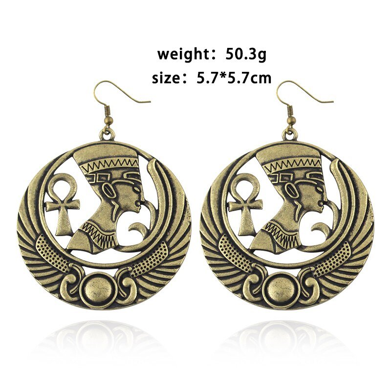 Bronze Ankh Earring Egyptian Pharaoh Nefertiti Scarab Queen Egypt Ancient charm Jewelry dangle Earrings