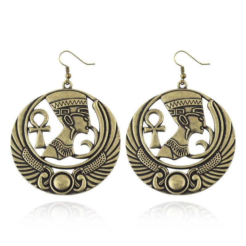 Bronze Ankh Earring Egyptian Pharaoh Nefertiti Scarab Queen Egypt Ancient charm Jewelry dangle Earrings