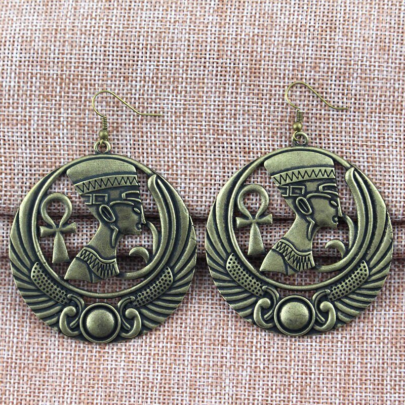 Bronze Ankh Earring Egyptian Pharaoh Nefertiti Scarab Queen Egypt Ancient charm Jewelry dangle Earrings