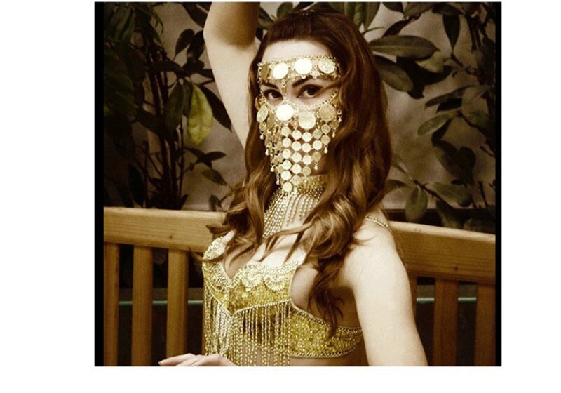 Women's Dripping Metal Headpiece Egyptian Queen Cleopatra Headpiece For Show Gold Headdress Chain Jewelry